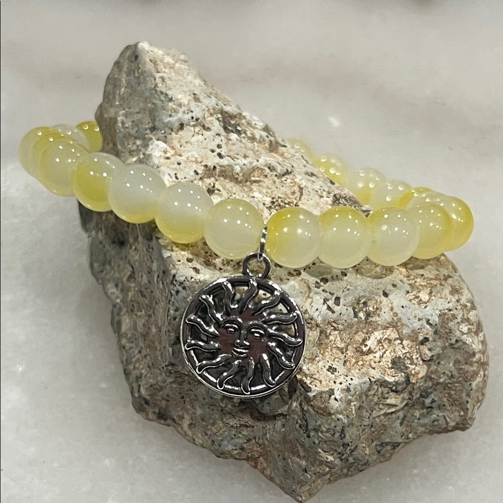 Yellow Beaded Bracelet with Silver Charm